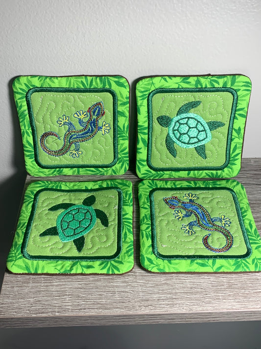 Sea Turtle and Gecko Themed Coasters